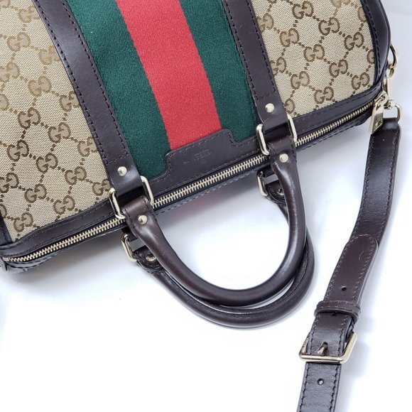 Gucci Boston Vintage Canvas Brown Satchel Bag - Picture 6 of 15